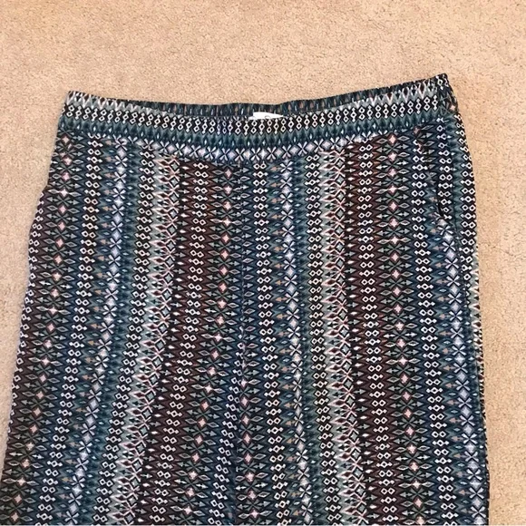 Jessica Simpson Boho Harem Cabana Pants Womens Medium Baggy Relaxed Teal Brown - Picture 8 of 13